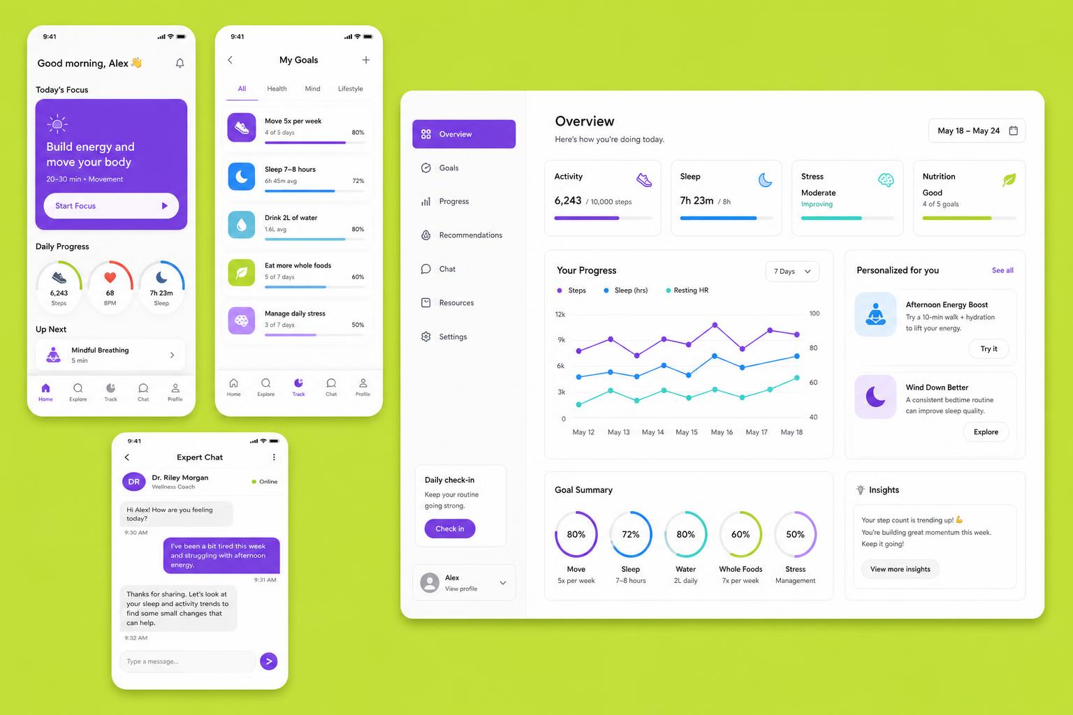 Wellness & Personal Health — Product Concept interface exploration